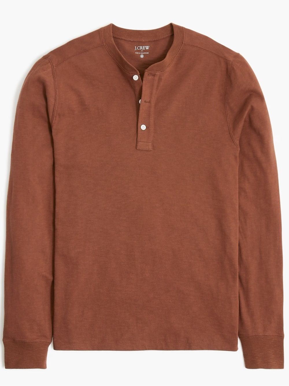 J.Crew Long Sleeve Henley Slub Cotton | Brown | Large
